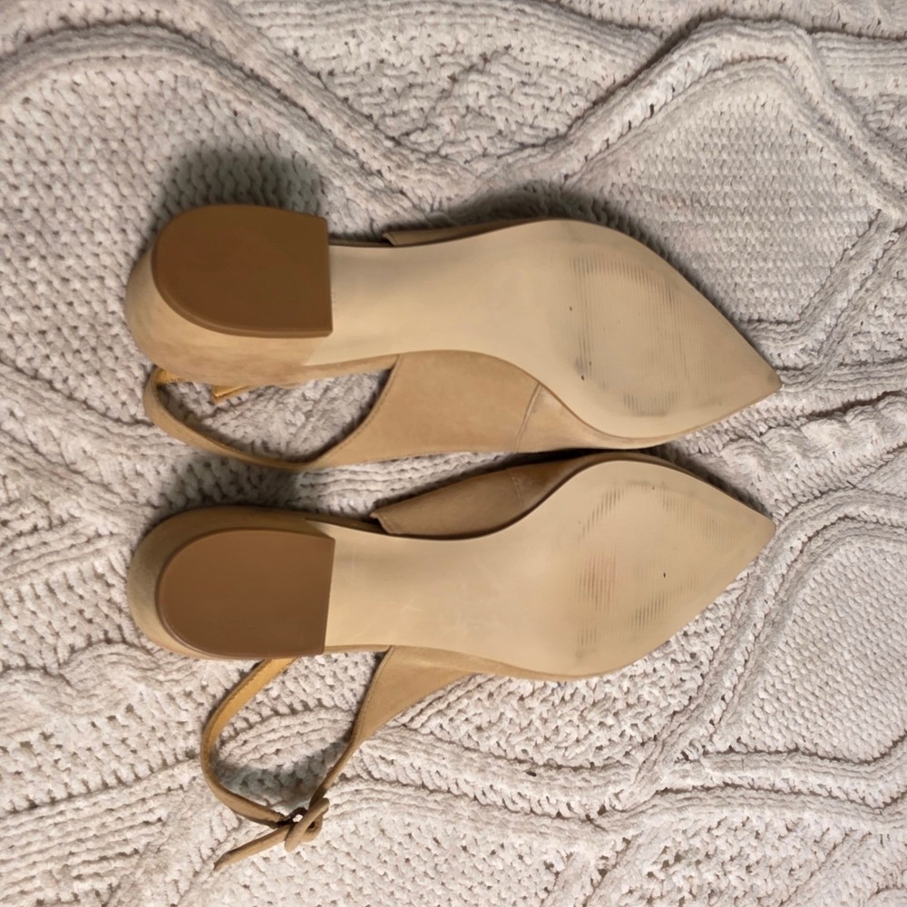 Talbots Slingback D'Orsay Pumps Tan Suede Pointed Toe 2" Heel Women 9M Excellent - Picture 6 of 6